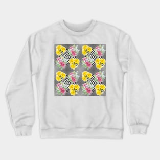 Colorful floral pattern with geometric shapes Crewneck Sweatshirt